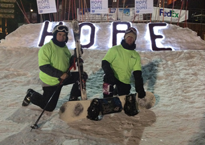 GEW sponsor of Prairie High School’s ski team event Hope and the Slopes skiers Brian Clarke and faculty advisor Cory Hill