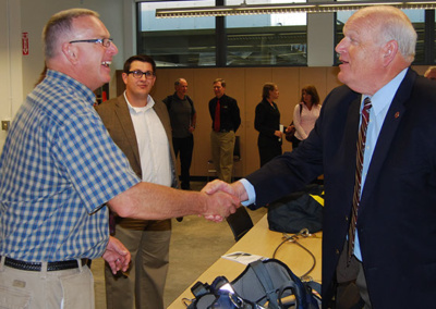 Partner Clark Vermillion with Central Washington University President James Gaudino – GEW providing PPE to Safety lab at CWU