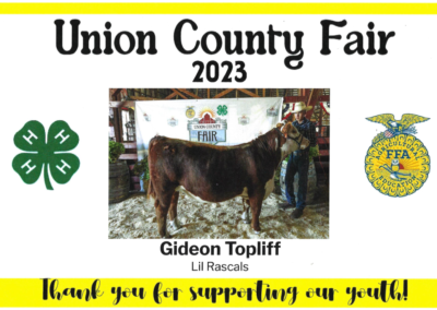 We are proud to continue our sponsorship of the Union County 4H/FFA Livestock Auction.